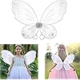 Fairy Wings for Girls - Angel, Butterfly Wings for Party Dress Up, Princess Costumes Accessories, Festival Rave, Makeup Play Show, Prom (White)