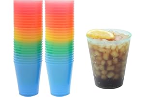 8around- 50 Gobelet Plastique Réutilisable Flexibles Lavable de Couleurs Translucide,500 ml. Cocktail, Cidre, Bierre.