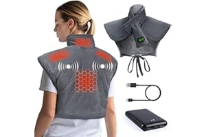 Arlierss Manta Electrica Espalda y Cuello con Batería de 10000mAh, Almohadilla Térmica Eléctrica con 3 Niveles de Temperatura & 3 Modos de Masaje, Esterilla Electrica con Apagado Automático