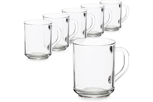 COM-FOUR® 6x Teglas, Drickglas med handtag för te och kaffe | Perfekt för varma drycker - kakao - latte macchiato och cappucc