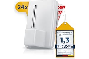 NEUFELD® 24 Gardinenhaken selbstklebend weiß [inkl. 3M Klebefläche] - Gardinenstangen Klebehaken ohne Bohren für Vorhänge & Scheibengardinen
