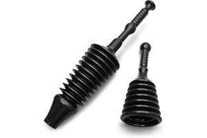 Déboucheur de Toilettes et D'éviers OUTSTANDER, Jeu de 2 Pistons Robustes Pour Déboucher les Toilettes et Nettoyer les Éviers Bouchés, Outils de Plombier Pour Salle de Bains et Drains de Cuisine, Noir