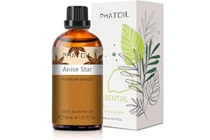 PHATOIL Olio Essenziale Anice Stellato 30 ml, Oli Essenziali per Diffusori, Oli di Anice Naturali Puri per Aromaterapia Umidificatori Candele Fai da Te