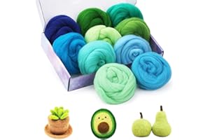 BUOKKON 10 Colours 15g Needle Felting Wool, Felting Wool Roving Wool, Wool Felting Kit, Wool Roving for Felting DIY Craft Supplies Beginners (Spring)