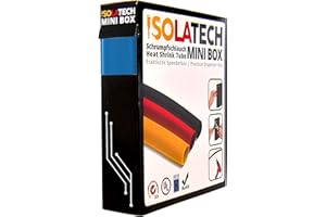 ISOLATECH tubo termoretráctil 2:1 Mini Box sin adhesivo azul Ø25.4mm 4 metros para coche USB camping reparación resistente a los rayos UV aislante rollo sin etiquetar en práctica caja dispensadora