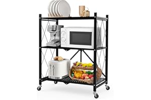 FuGuiB Estantería Plegable, estantería Plegable, estantería con Ruedas, estantería de Metal, estantería KüChe