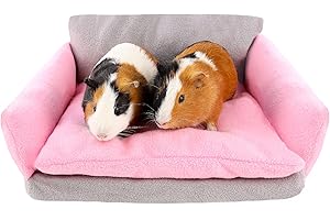 ONEJU Guinea Pig Couch - Guinea Pig Sofa, Removable Cushioned Pillow, Stuffed Arms and Back, Super Cozy, Ideal Bed for Small Pets