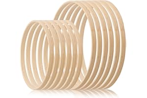 EMPEROCH 12 Packs 2 Sizes Wooden Bamboo Floral Hoop, Wooden Floral Hoop for Craft, Wooden Rings Wreath, for Wall Hanging Craft DIY Flower Arrangement Dreamcatcher Wedding Wreath Decoration 15cm 20cm