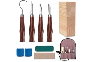 Domigard 18-Piece Wood Carving Kit - Professional Wood Whittling Tools for Beginners & Experts, Includes 8 Basswood Blocks & Canvas Storage Bag