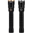 Geepas 2 Pcs Rechargeable Water Proof Led Flashlight 3000 Mah Super Bright Light Rechargeable Flashlight Aluminum Body, Water Proof, Highly Durable Cree Led Lights, Silver, Gfl51077