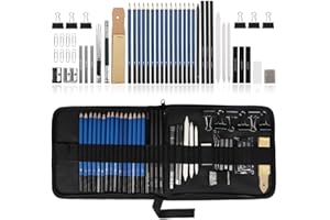 Ulifeme Skizzierstifte Set Bleistifte, Zeichenstifte für Skizzieren und Zeichnen, Zeichnungen Stifte für Anfänger, Künstler und Profi Art mit Graphitkohlestifte Sticks Werkzeuge und Kit Bag - 50 Stück