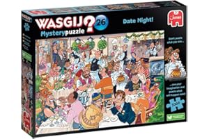 Wasgij Mystery 26, Date Night! - 1000 Piece Jigsaw Puzzles for Adults - Fun Challenging & Brainteasing Adults Jigsaw Puzzle - Puzzle What Happens Next - 100% Recycled Cardboard - 1000pcs - Jumbo