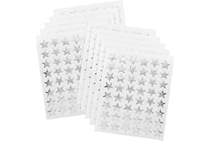 JUNFEIXUAN 0.6" Silver Star Stickers - 960 Pcs, 20 Sheets - Reward Stickers for Children, Ideal for Reward Charts and More (Silver)