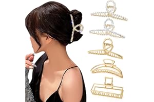 MojiDecor Lot de 5 Pinces à Cheveux Flexibles en Métal Doré Antidérapantes, Pour Femmes Filles