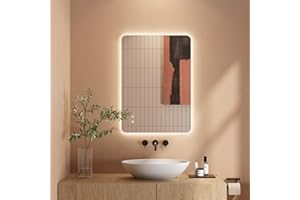 ‎DRIPEX Dripex Badezimmerspiegel Led Badspiegel, Rechteckig, Touch-Schalter, Dimmbar, 3 Lichtfarbe Einstellbare Spiegel Bad mit Beleuchtung, Vertikal, Horizontal Montage Wandspiegel, Beschlagfrei 50x70 cm