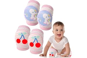 Kireida® 2 pares de rodilleras para gatear para bebés y niñas, antideslizantes, elásticas y cómodas, no se deslizan fácilmente