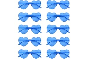 NACHLYNN 10 Paar Herz Sonnenbrille Randlose Herzförmige Sonnenbrille für Damen Transparente Bonbonfarbene Herzbrille für Valentinstag Partygeschenke