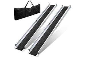 ‎SONNEWELT Sonnewelt 2 x 87-152 cm Rollstuhlrampe, Aluminium Auffahrrampe bis 300 kg, Rampe Rollstuhl, Teleskoprampe mit Textiltasche, Rollstuhlrampe Klappbar, Rollstuhlrampen, Treppenrampe für Rollstuhl