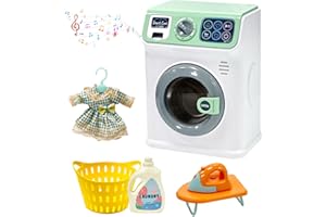 BAYMI Children's Washing Machine - Electronic Small Washing Machine with Rotating Drum and Realistic Sounds, Toy for Children from 3 Years (Green)