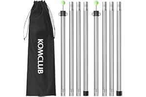 KOMCLUB Tarp Poles Telescoping Tent Poles Adjustable Stainless Steel Camping Poles Lightweight Canopy Poles for Hiking Camping Tarp Tent Car Canopy Awning 2 Piece Set