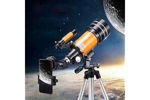 Timisea Telescope for Beginners Astronomy Professional,70mm Aperture Refractor Telescopes with Tripod,Astronomical Refracting Telescope for Astronomy Beginners,Telescope with 2 Magnification Eyepieces