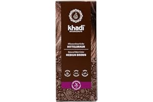 ‎KHADI khadi MITTELBRAUN Pflanzenhaarfarbe - Haarfarbe für lebendiges, warmes Zimtbraun bis zu kräftigem, tiefem Mittelbraun - 100% pflanzlich - 100g