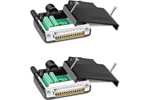 PENGLIN 2PCS DB25 Connecteur Mâle sans Soudure, Adaptateur série DB25 Port série RS232 D-SUB à 25 Broches avec boîtier