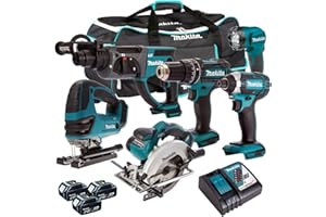 Makita 18V Li-ion 6 Piece Cordless Power Tool Kit with 3 x 5.0Ah Batteries & Charger T4TKIT-225- Tool Set - Monster Power Tool Kit - Combo Kit - 18V Cordless Power Tool Kits -Combo Kits - Makita kit