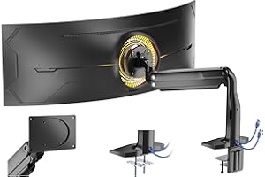 PUTORSEN 17-43 pollici Supporto da scrivania per monitor singolo per schermi piatti e curvi, in alluminio resistente con molla a gas fino a 18 kg, con porta USB 2x3.0, VESA 75x75/100x100/200x100