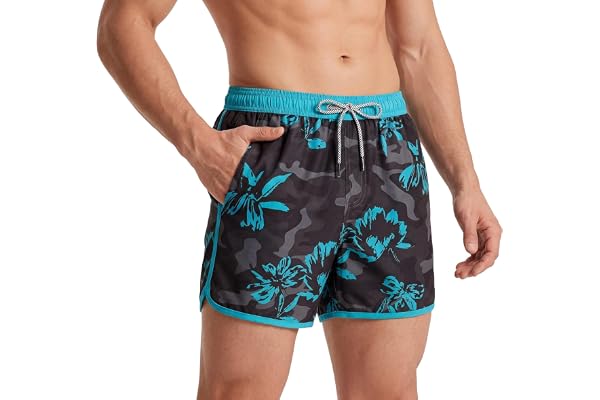 MaaMgic Short de Bain Homme Vintage - Maillot de Bain Homme Bermuda Séchage Rapide Doublure Confortable avec 3 Poches