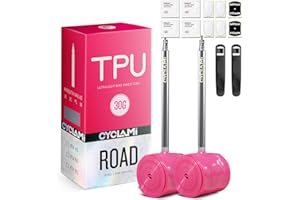 CYCLAMI 1/2PCS TPU Inner Tube 700C,Metal Valve Ultralight 30g Road Bike Inner Tube Compatible with 700x18/23/25/28/30/32C Metal Presta Valve 45/65/85mm