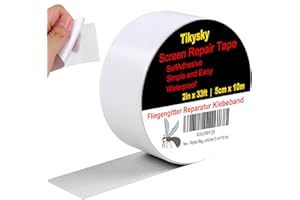 Tikysky Ruban adhésif de réparation pour moustiquaire - Ruban adhésif de réparation pour moustiquaire - Forte adhérence - Kit de réparation pour trous de réparation - 5 cm x 10 m