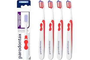 Parodontax Expert Clean, Cepillo de dientes Limpieza Experta y Suave, Ayuda a Detener y Prevenir el Sangrado de Encías, Pack de 4, Blanco