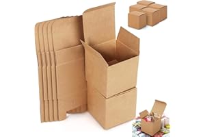 HUAMIRRA Kraft Paper Gift Boxes, Pack of 15 Cardboard Gift Boxes, 10 x 10 x 10 cm, Small Boxes with Lid, Kraft Paper Gift Box with Lid for Gifts, Party, Christmas, Wedding