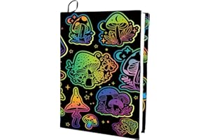 CRASPIRE Mushroom Stretchable Book Cover Colorful Washable Reusable Large Nylon Book Protector 9.4x15.7 Inch Elastic Notebook Wraps Suitable for Most Hardcover Books Classroom Students