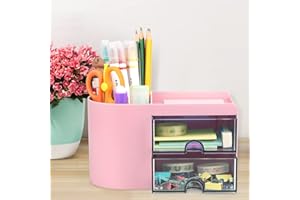 Huanmin Schreibtisch Organizer Kinder, Stiftehalter Schreibtisch, Stifthalter Organizer Stiftebox mit Schublade, Stifteköcher Bleistifthalter Multifunktionaler Schreibtisch-Zubehör