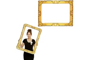 FUN FABLES Inflatable Gold Picture Frame (60cm x 80cm) – Large Novelty Photo Booth Prop for Parties, Events, Weddings, and Celebrations