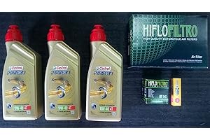 CASTROL BUNDLE Kit de revisión para Yamaha MT-03 06/12, con filtro de aceite, filtro de aire, bujía, Castrol Power 1 10W40
