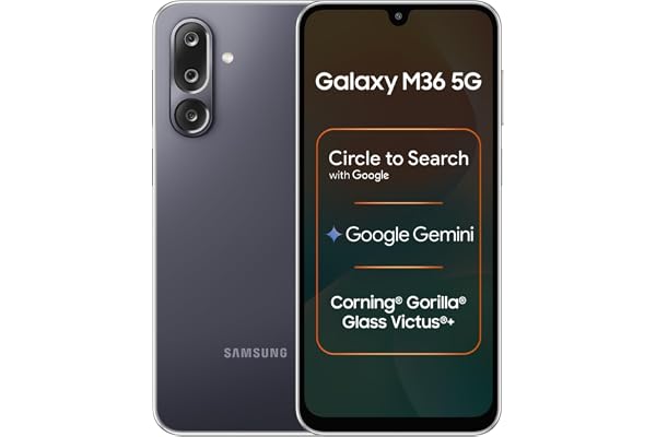 Samsung Galaxy M36 5G Mobile (Velvet Black, 6GB RAM, 128GB Storage) | Google Gemini| Gorilla Glass Victus+ | 7.7mm | AI Enhan