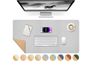 Giecy Desk Pad, Cork Leather Desk Mat, XXL Keyboard Mouse Mat, Dual-Sided Computer Protector Pad for Home Office (Grey, 80 x 40 cm)