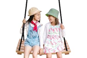 Kugooyi Schaukel Outdoor - Holz Schaukelsitz Erwachsene Kinder Garten Spielplatz Schaukel mit Einstellbares Hanfseil für Innen Außenbereich (65 * 30cm)