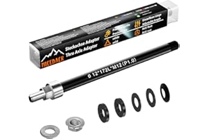 NICEDACK Eje Pasante M12 x 1,0-160-172 mm con Adaptador para Enganche de Remolque de Bicicleta, Compatible con Bujes de Tamaño 142-148, Longitud de Eje Ajustable