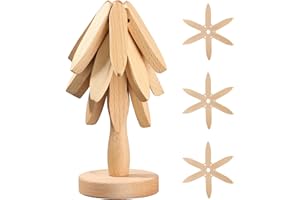 Markcco Sottopentola in legno per piatti caldi, set di 3 sottopentola in legno di faggio + 1 supporto in legno di faggio per pentole calde, padelle, ciotole, teiere