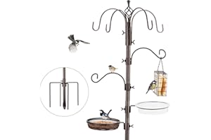 Urban Deco Bird Feeders Hanging Station Metal Feeder Pole With Multi Hooks Bird Feeding Station With Feeders, Bird Bath Tray, Bird Seed Feeder With Suet Cage Hanging Bird Feeder Stand For Garden
