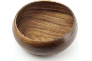 LEVANDEO Ciotola in legno tondo in legno di acacia – Ciotola portafrutta – Decorazione per la conservazione in legno di acacia rigida guscio decorativo