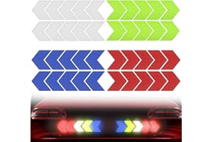 OTTYMO 40pcs Reflective Stickers Safety Reflector Stickers Warning Night Visibility Adhesive Stickers Arrow Decals Reflective Tape for Bicycle Motorcycle Cycling Vehicle -Green, White, Red, Blue