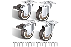 HOLKIE 50 mm Ruedas para Muebles Pesados - Capacidad total 120 kg - Ruedas giratorias que No Dejan Marcas - por juego de 4 (2 con freno y 2 sin freno)