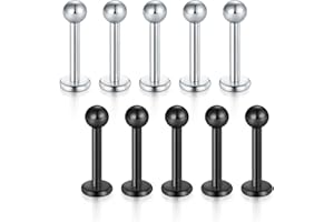 Briana Williams 10 szt. 1,2 mm 316L stal nierdzewna Piercing do ust Labret Monroe Tragus Helix Chrząstka kolczyk Stud Sztanga