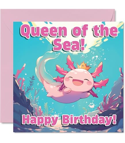 1 X Greeting Card - I Love You A-lotl Axolotl Pun Joke Dragon Fish Animals Happy Birthday Sorry Love Mum Dad Girls Boys Friend #79756 - UK