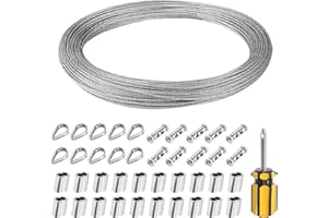 DELAESI Drahtseil 30m Stahlseil 2mm Seilspanngarnitur Spanndraht Edelstahlseil Drahtseil Kit für Rankhilfe Gardinenseil Wäscheleine Lampenaufhängung